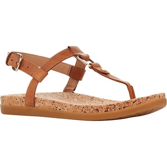 UGG Tan Leather Madonna Thong Sandals Sz 6.5 - Picture 1 of 7